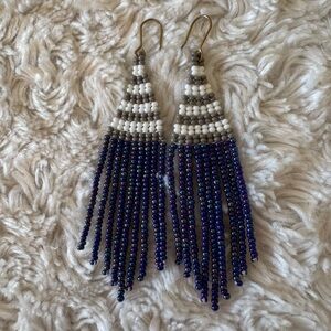 Elegant Beaded Fringe Earrings - Handmade